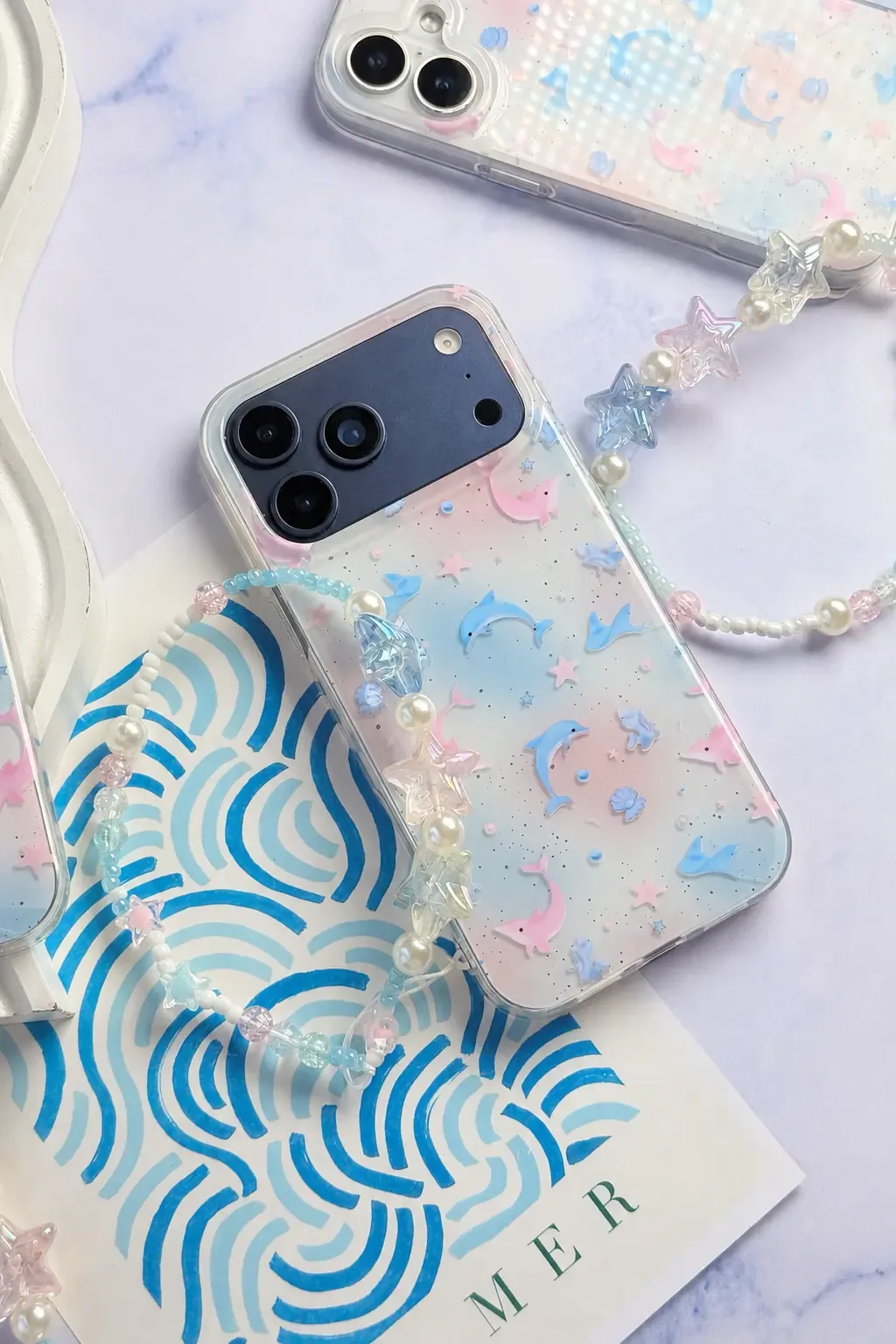 قاب Pastel Star Dolphin با آویز (کدC2251) - Image 5